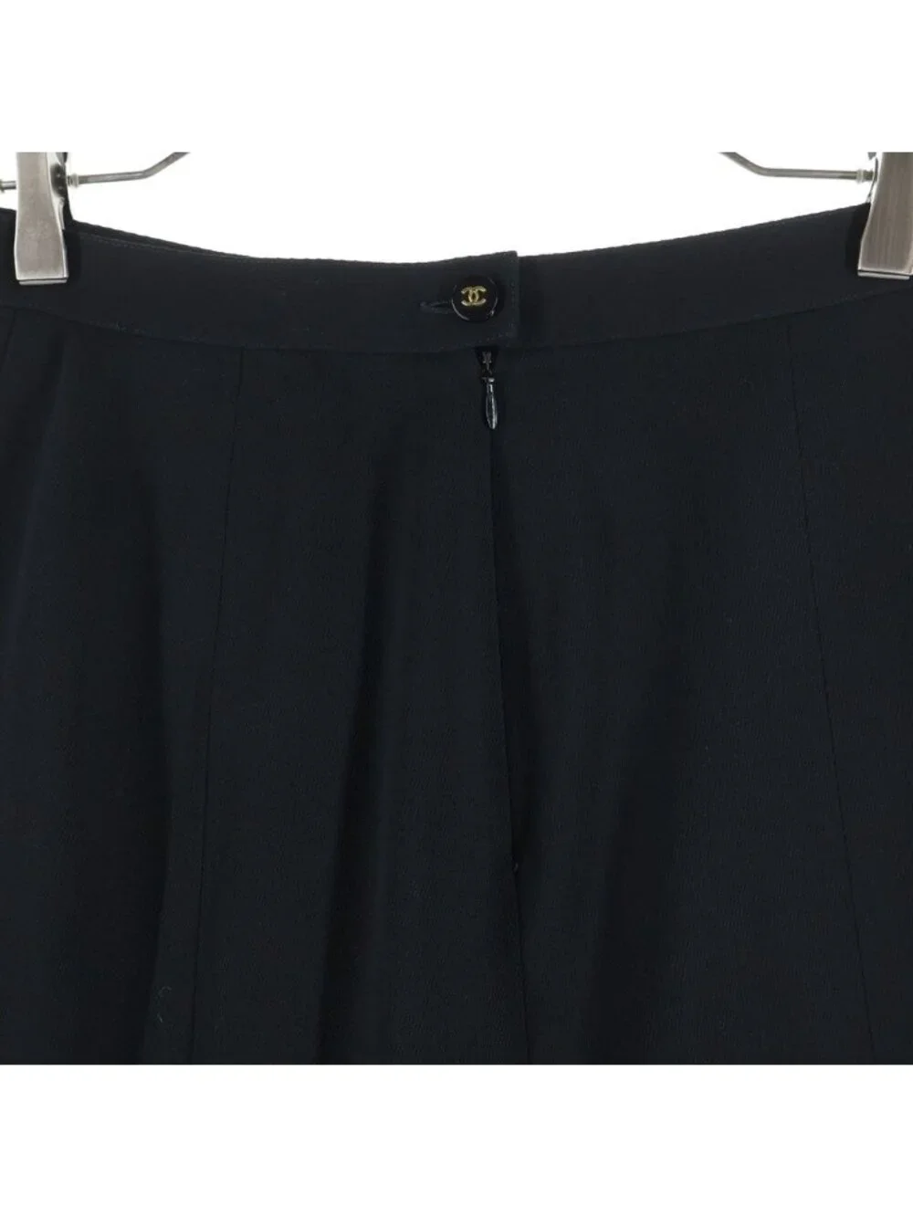 Chanel Wool CC Logo Button Fitted Mermaid Skirt Black